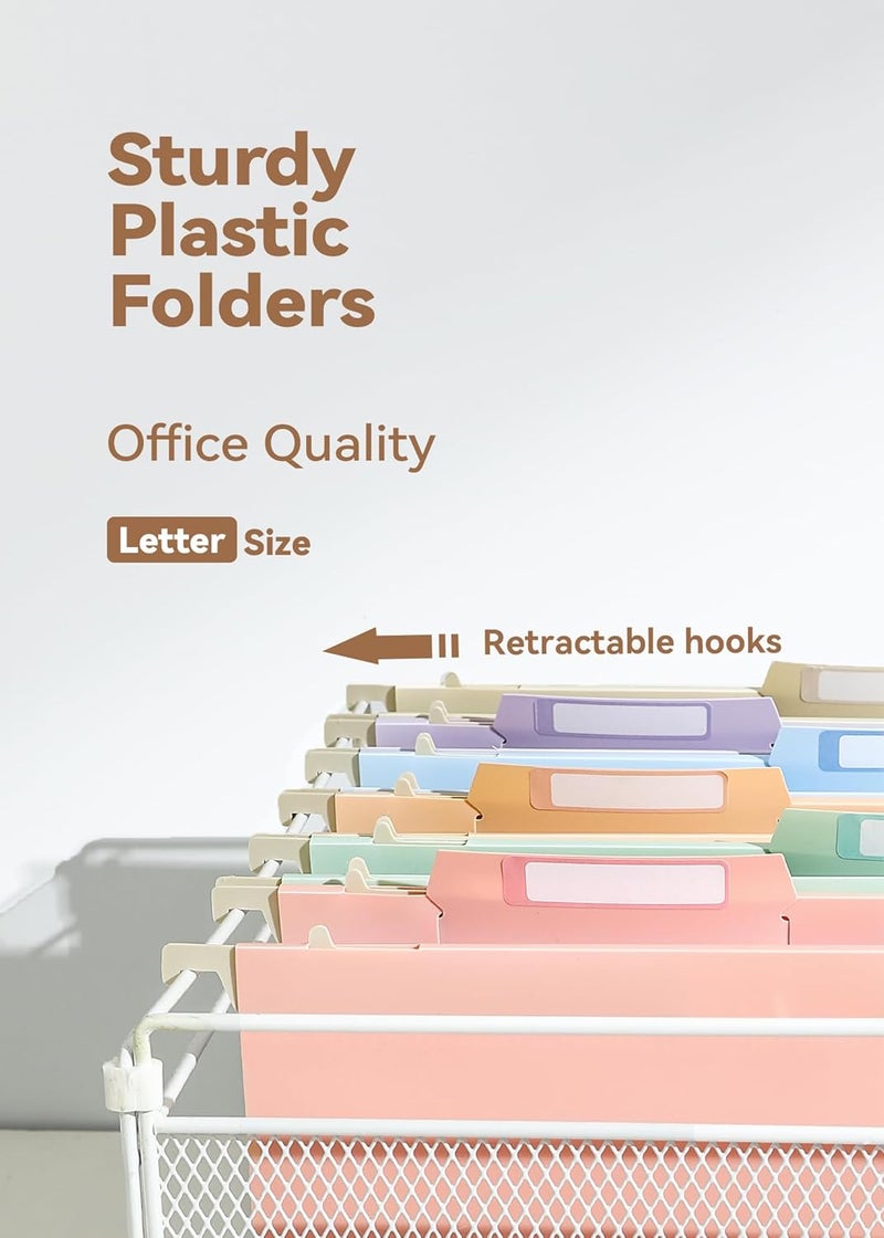 SortRax Plastic High Capacity Hanging File Folders, Pastel Colors, 4" Expanding Pocket with Movable Dividers, Heavy Duty for Filing Cabinet, Insertable Tabs, Letter Size - 6 Pack - Image 3